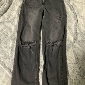 Forever 21 Charcoal Distressed Straight Leg Jeans